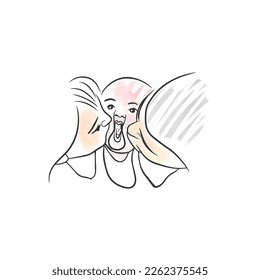 Loving parents kissing their newborn baby, parents love, banner decoration, vector watercolor illustration in doodle style