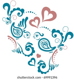 Loving parrots graphic pattern