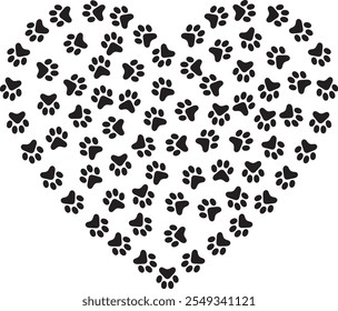 Diseño amoroso del corazón de la impresión de la pata para todos los amantes del perro y los padres del animal doméstico