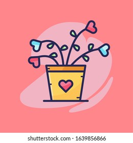 Loving Plant Icon Illustration. Vector Illustration. Flat Cartoon Style Ready to use for Website Page, Mobile App Presentation, Flyer, Banner, Wallpaper, Sticker, Name Card, Background and more