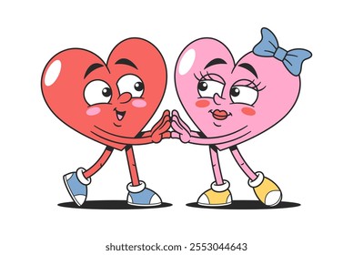 Loving romantic hearts characters dancing