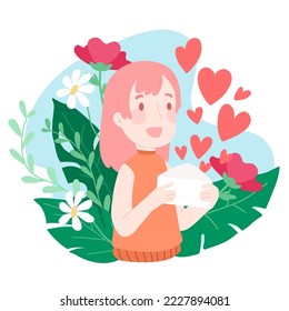 Loving, Send love letter concept, vector illustration flat design