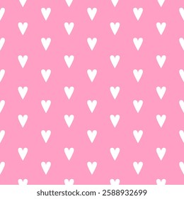 Loving White Hearts on Pink, Seamless pattern