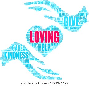 Loving word cloud on a white background. 