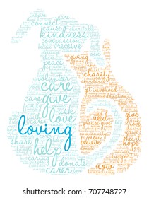 Loving word cloud on a white background. 