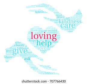 Loving word cloud on a white background. 