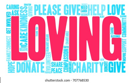 Loving word cloud on a white background. 