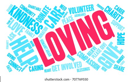 Loving word cloud on a white background. 