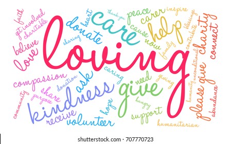 Loving word cloud on a white background. 