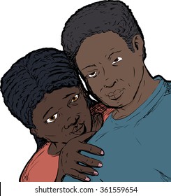 Loving young African couple over white background