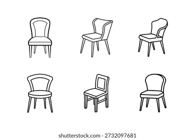 Ilustración vectorial de arte de la línea del icono de la silla de la parte posterior baja aislada