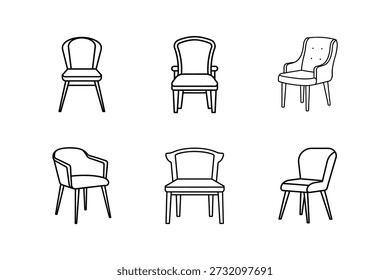 Ilustración vectorial de arte de la línea del icono de la silla de la parte posterior baja aislada