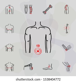 Low Back , Pain Icon. Universal Set Of Plastic Surgery, Epilation For Website Design And Development, App Development