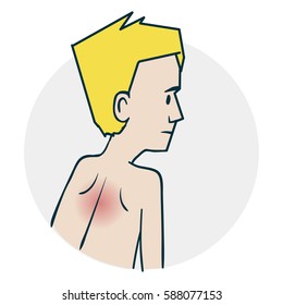 low back pain. Scoliosis and back problems. Icon on medical subjects. Illustration of a funny cartoon style