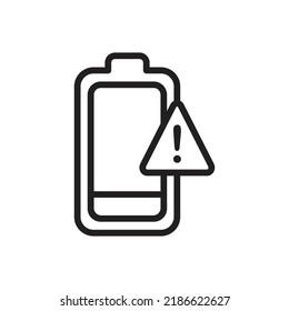 Diseño de icono de notificación de alerta de batería baja. ilustración vectorial