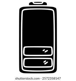 low battery capacity hand drawn glyph illustration