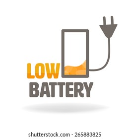low battery charge icon with text.vector