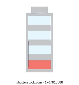 niedrige Batterie-Ladung einzeln auf weißem Hintergrund, Vektorgrafik