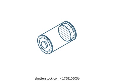 low battery, charge isometric icon. 3d vector illustration. Isolated line art technical drawing. Editable stroke