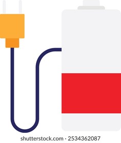 Ilustração plana do vetor do ícone de energia da bateria fraca