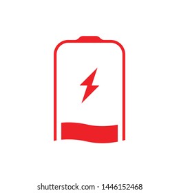 Low battery flat icon. Accumulator charging symbol, power logo. Vector illustration.