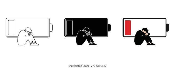 Low Battery Human Concept Showing Mental Exhaustion Burnout Stress And Emotional Energy Drain