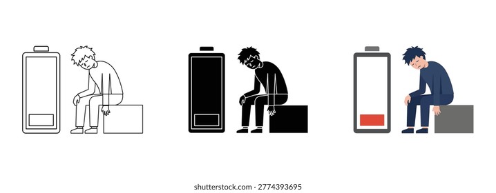 Low Battery Human Concept Showing Mental Exhaustion Burnout Stress And Emotional Energy Drain