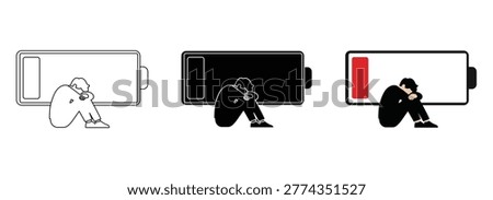 Low Battery Human Concept Showing Mental Exhaustion Burnout Stress And Emotional Energy Drain