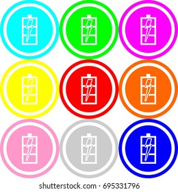 Low battery icon , circle sign design with different colors