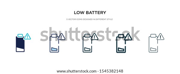 low\
battery icon in different style vector illustration. two colored\
and black low battery vector icons designed in filled, outline,\
line and stroke style can be used for web, mobile,\
ui
