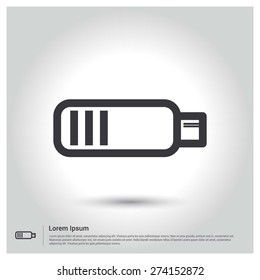 low battery icon, Flat pictogram Icon design gray background. Vector illustration.