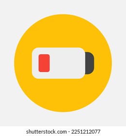 Low battery icon in flat style about essentials, use for website mobile app presentation