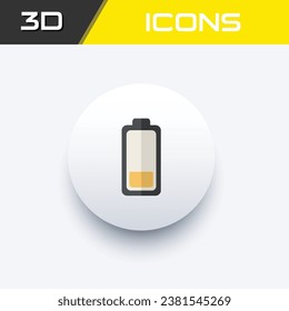 Icono de batería baja, archivo editable de icono 3D de bajo nivel de batería