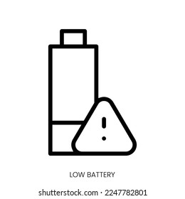 low battery icon. Line Art Style Design Isolated On White Background