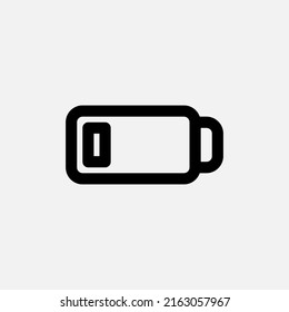 Niedrig-Batterielisymbol im Zeilenstil über das Wesentliche, Verwendung für mobile App-Präsentation auf der Website