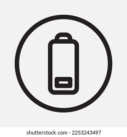 Niedriges Akkulsymbol im Strichstil über Kamera, Verwendung für mobile App-Präsentationen auf der Website