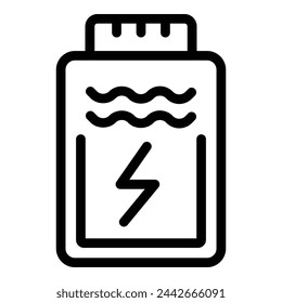 Vector de contorno de icono de batería baja. Recarga del banco de energía. Conector de carga para smartphone