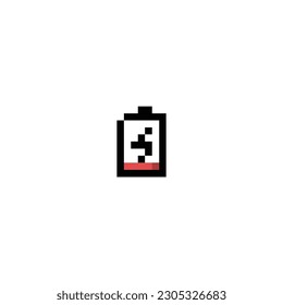 low battery icon pixel art style use black and red color good for your project and game asset.
