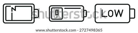 Low Battery Icon Set – Outline and Minimal Power Warning Symbols for Device and Interface Design
