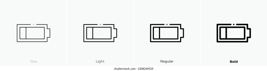 low battery icon. Thin, Light Regular And Bold style design isolated on white background