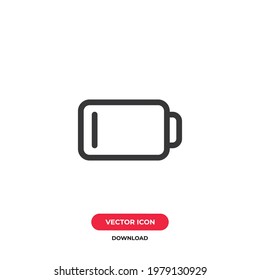 Low battery icon vector. Charge sign