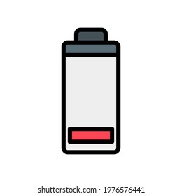 Low Battery icon vector illustration in filled line style about multimedia for any projects, use for website mobile app presentation