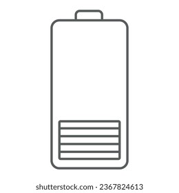 Low Battery Icon. Vector illustration isolated on white. Linear clip art. Design element, Energy recovery symbol, Ecology concept. Ideal for Education, Industry, Button.