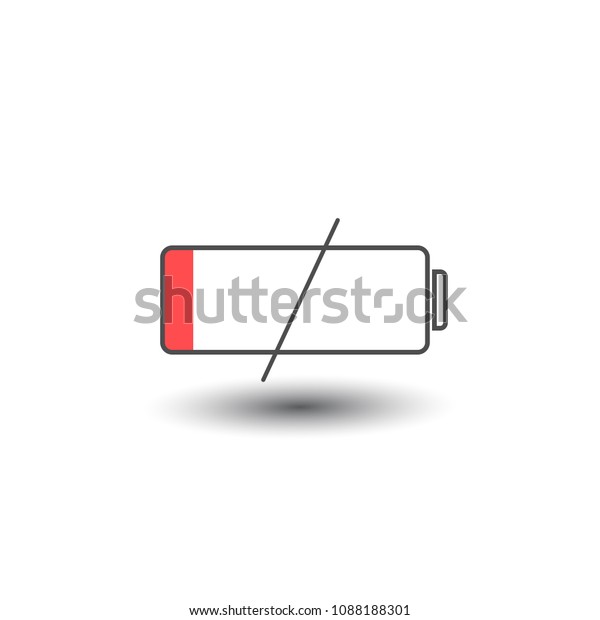Low\
battery icon, vector illustration on white\
background