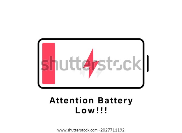 Low battery level. Discharged battery.\
Please charging battery. Vector\
Illustration.