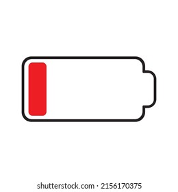 low battery level vector flat icon, no charge, recharge point, rechargeable battery icon, outline 