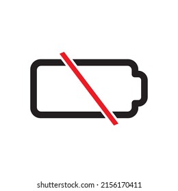 Low Battery Level Vector Flat Icon, No Charge, Recharge Point, Rechargeable Battery Icon, Outline 