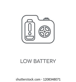 Low battery linear icon. Low battery concept stroke symbol design. Thin graphic elements vector illustration, outline pattern on a white background, eps 10.