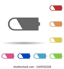 Low battery in multi color style icon. Simple glyph, flat vector of web icons for ui and ux, website or mobile application