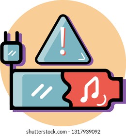 low battery music vector icon